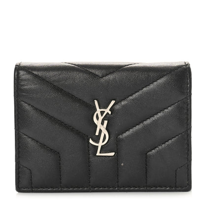 Saint Laurent Lambskin Y Quilted Monogram Loulou Flap Wallet Black 1 of 11