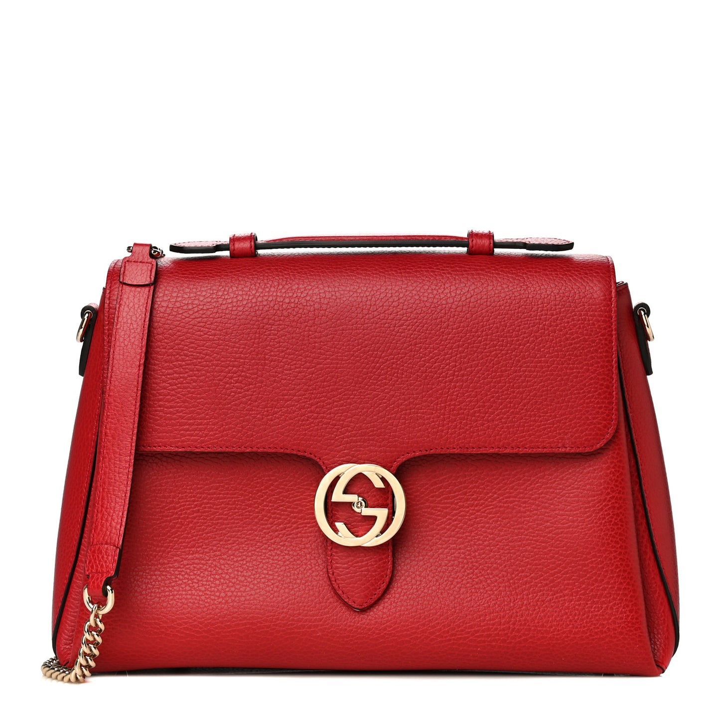 Dollar Calfskin Medium Interlocking G Top Handle Shoulder Bag Red