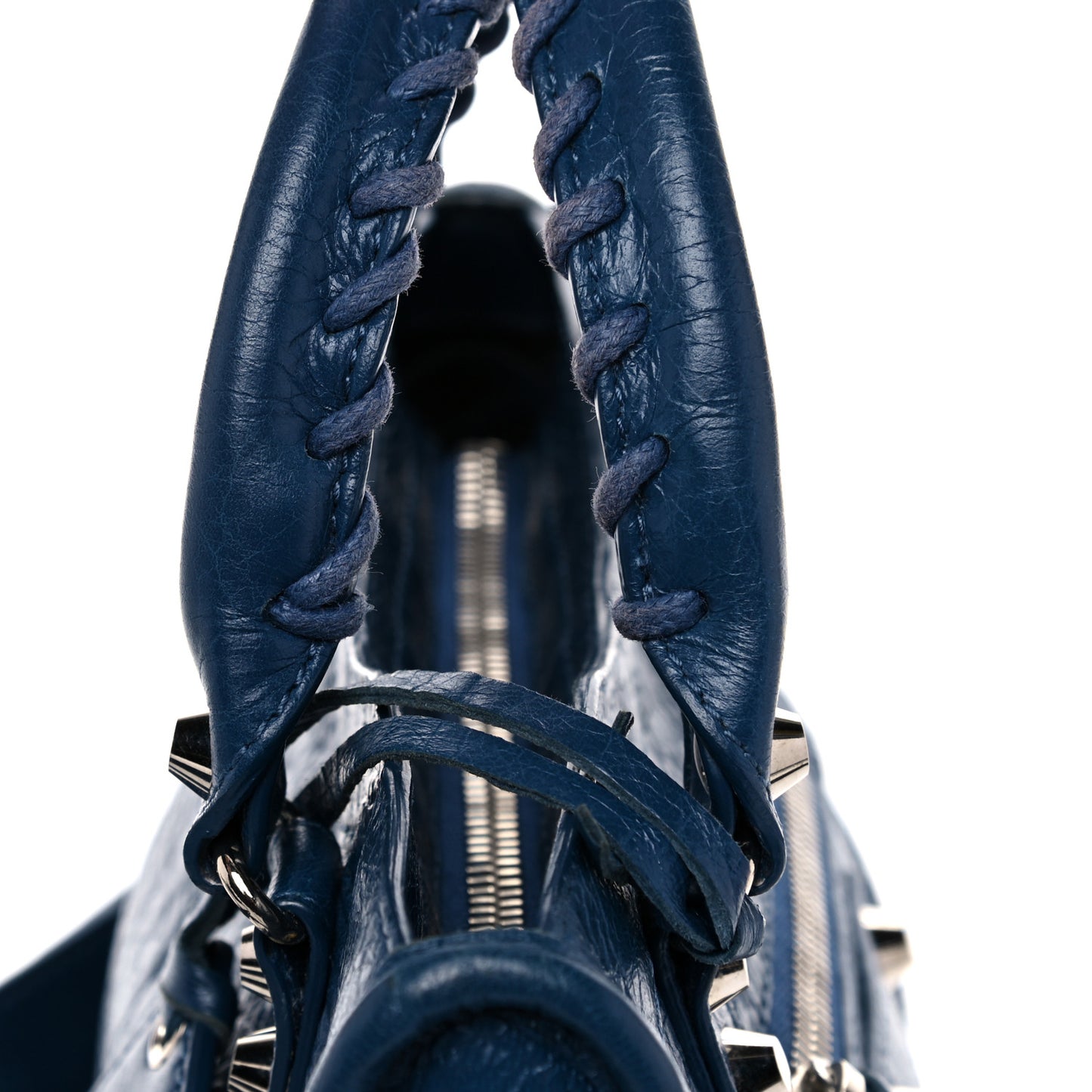 Agneau Classic Silver Hardware Mini City Bleu Profond