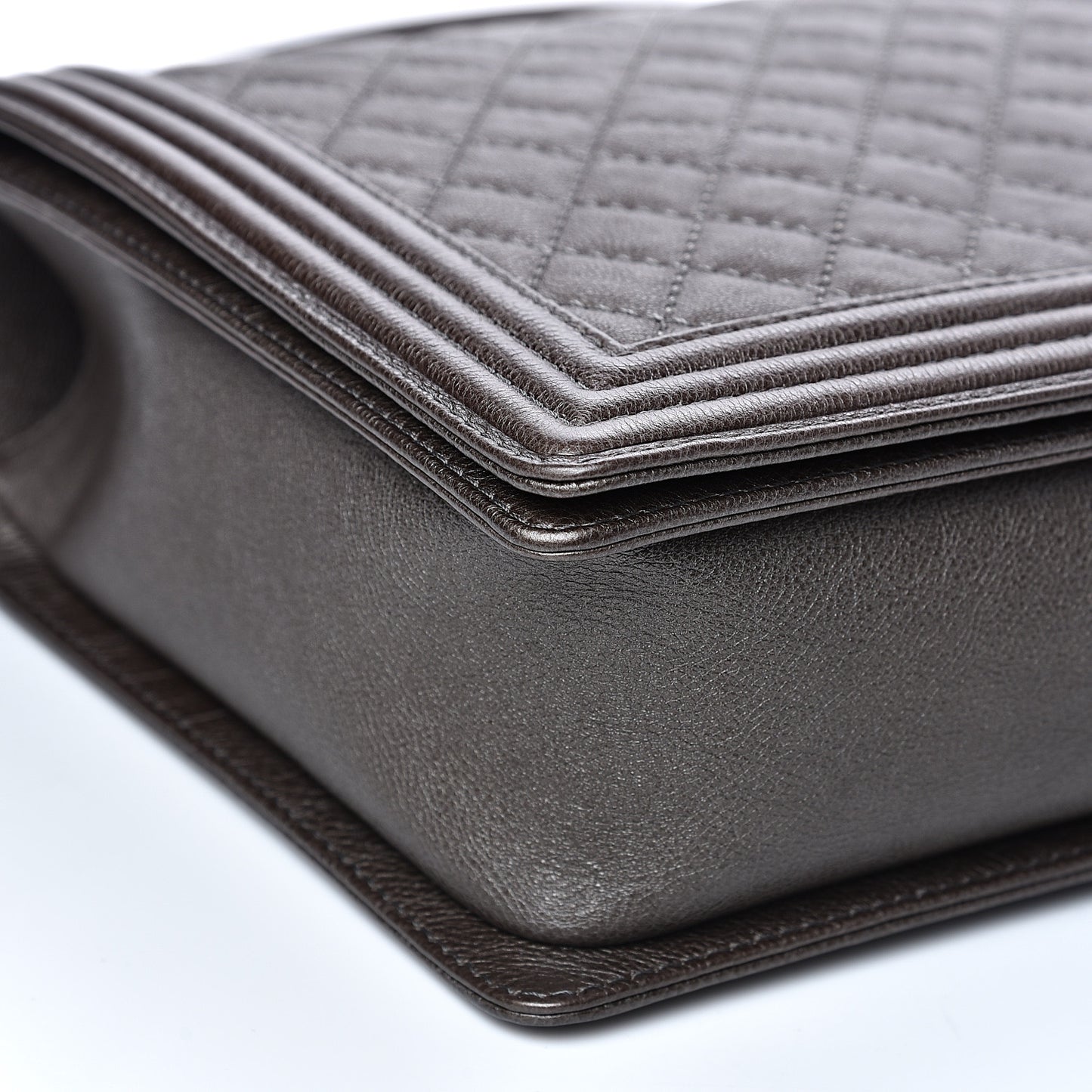 Calfskin Quilted Large Boy Flap Brown