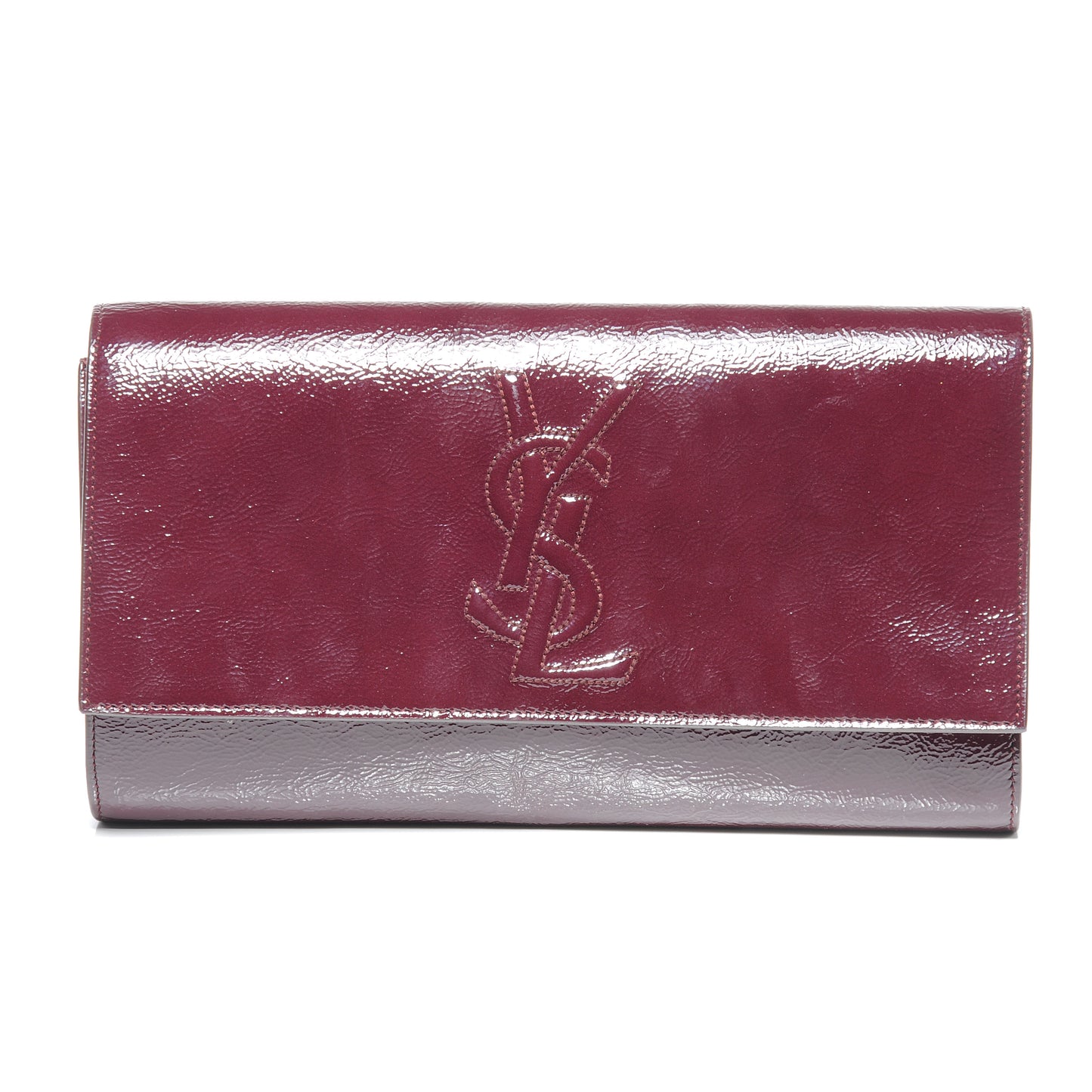 Patent Belle de Jour Large Clutch Burgundy