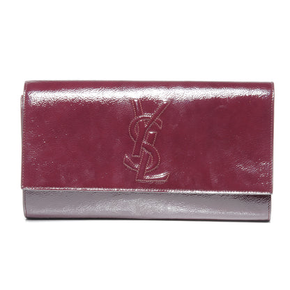Saint Laurent Patent Belle de Jour Large Clutch Burgundy 1 of 7