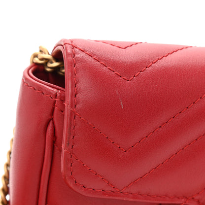 Gucci Calfskin Matelasse Super Mini GG Marmont Shoulder Bag Hibiscus Red 11 of 12