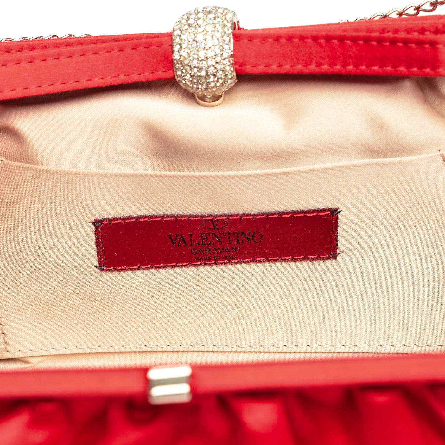 Valentino Garavani Satin Crystal Bow Frame Evening Bag Red 6 of 6