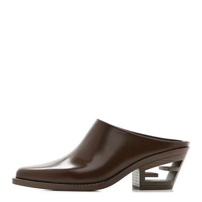 Fendi Vitello Abrasivato FF Cut Mules 37 Cuoio 1 of 9