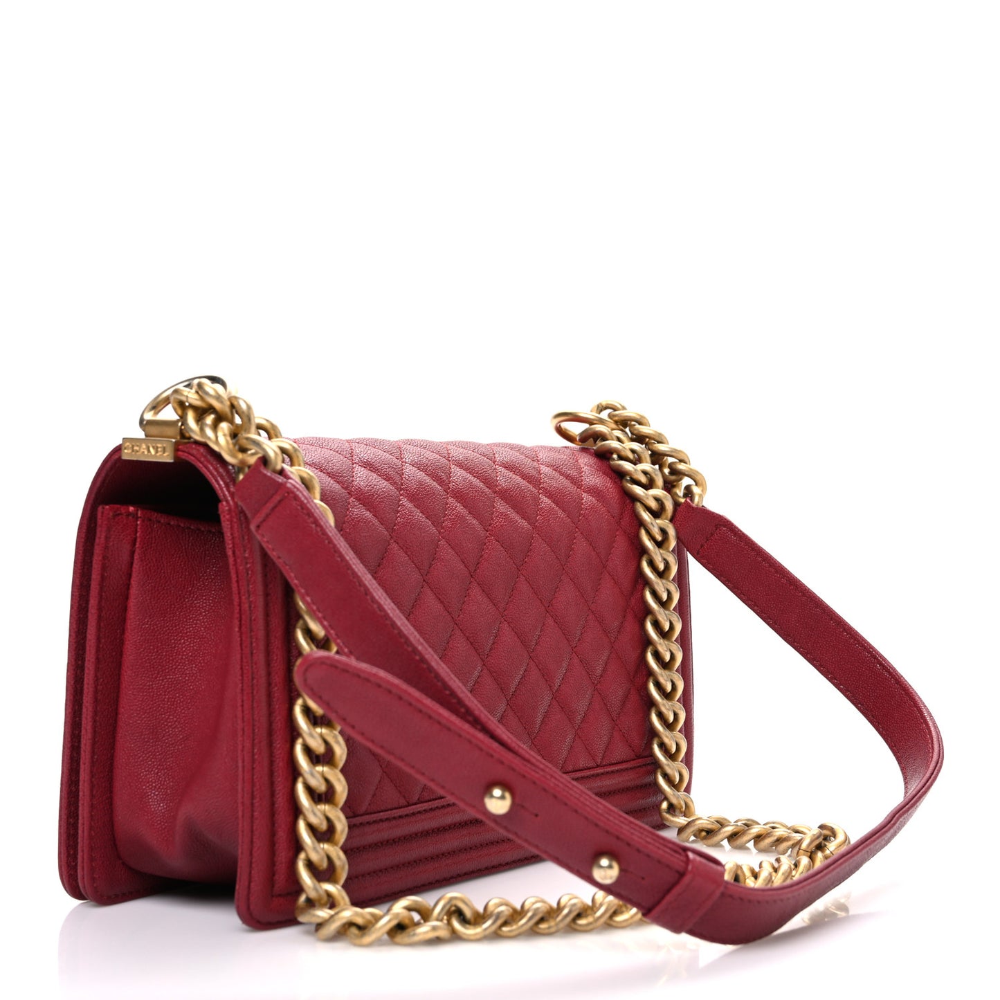 Caviar Quilted Medium Boy Flap Dark Red