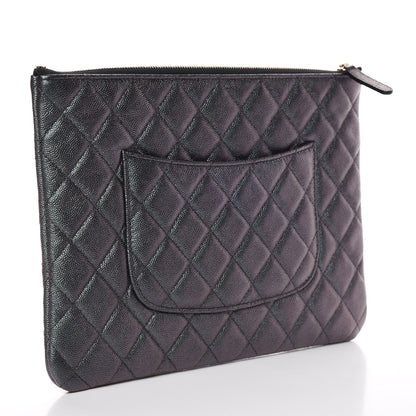 Chanel Iridescent Caviar Quilted Medium Cosmetic Case Black 3 of 10