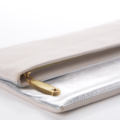 Fendi Metallic Calfskin Roma Chameleon Clutch Soap Silver 6 of 9