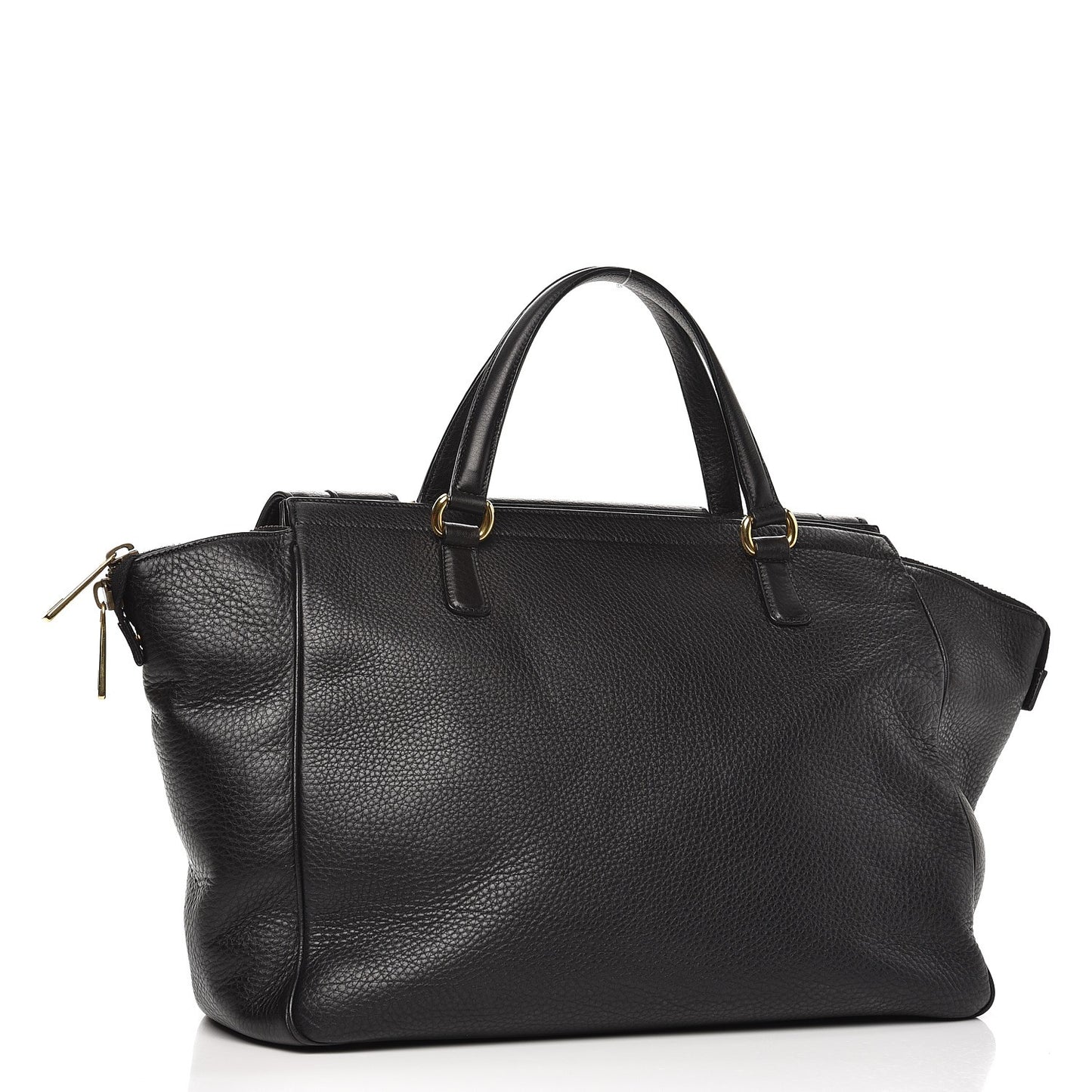 Pebbled Calfskin Medium 1973 Top Handle Satchel Black