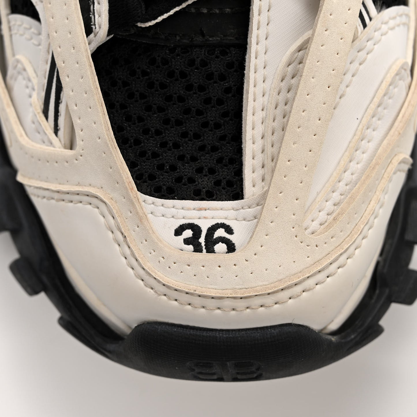 Rubber Mesh Bi-Color Mens Track.2 Open Sneakers 36 Beige Black