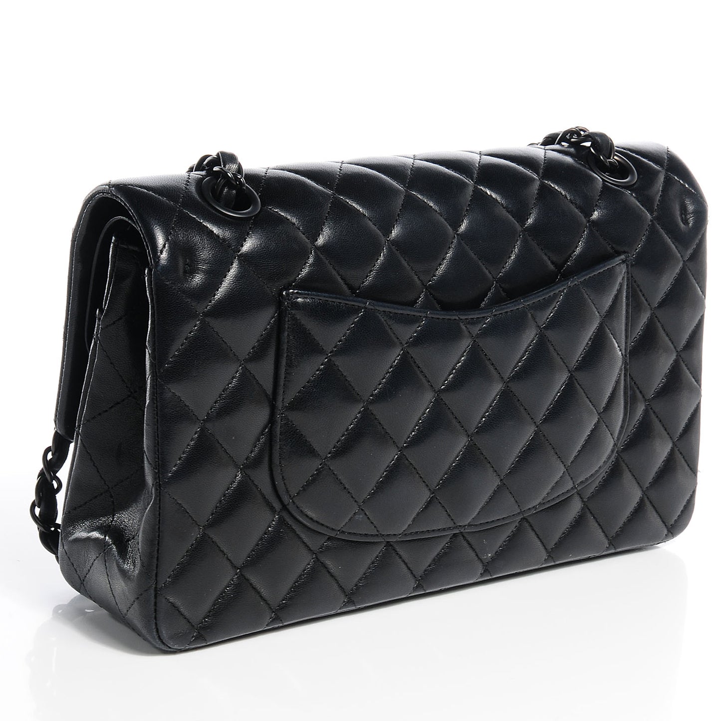 Lambskin Quilted Medium Double Flap So Black