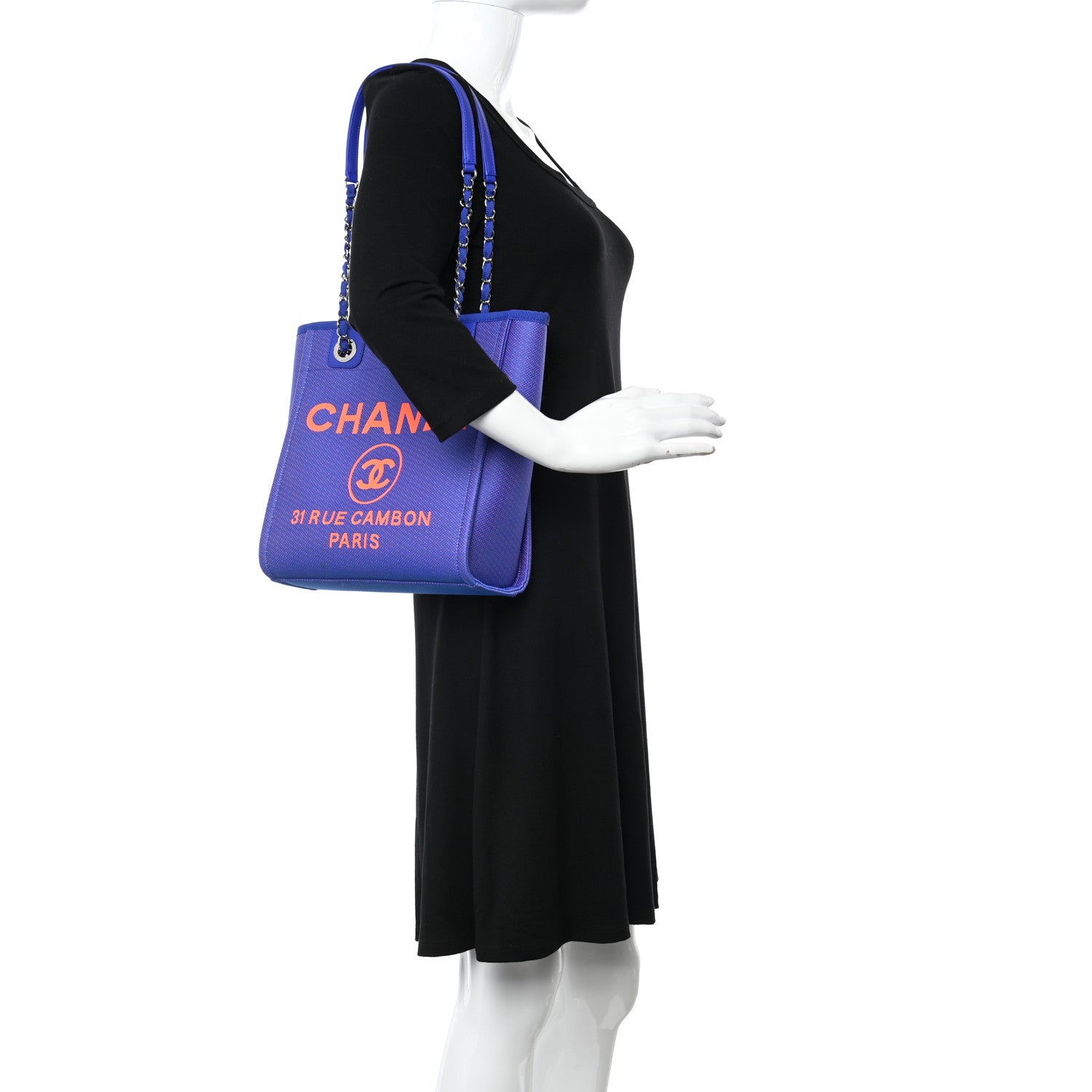 Chanel Mixed Fibers Mini Deauville Tote Blue Orange 2 of 10