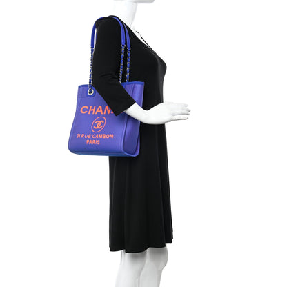 Chanel Mixed Fibers Mini Deauville Tote Blue Orange 2 of 10