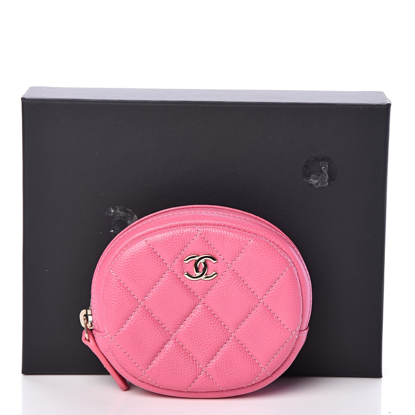 Iridescent Caviar Quilted Zip Around Classic Coin Purse Pink