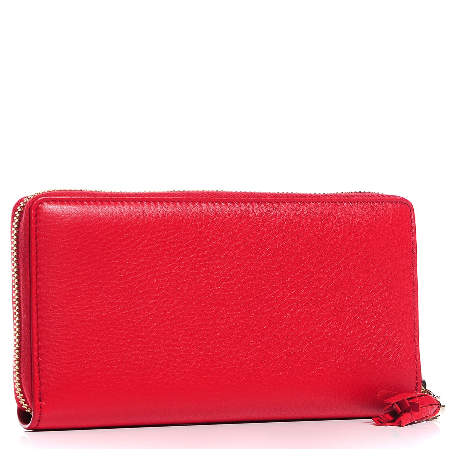 Gucci Pebbled Calfskin Soho Zip Around Wallet Tabasco Red 3 of 8