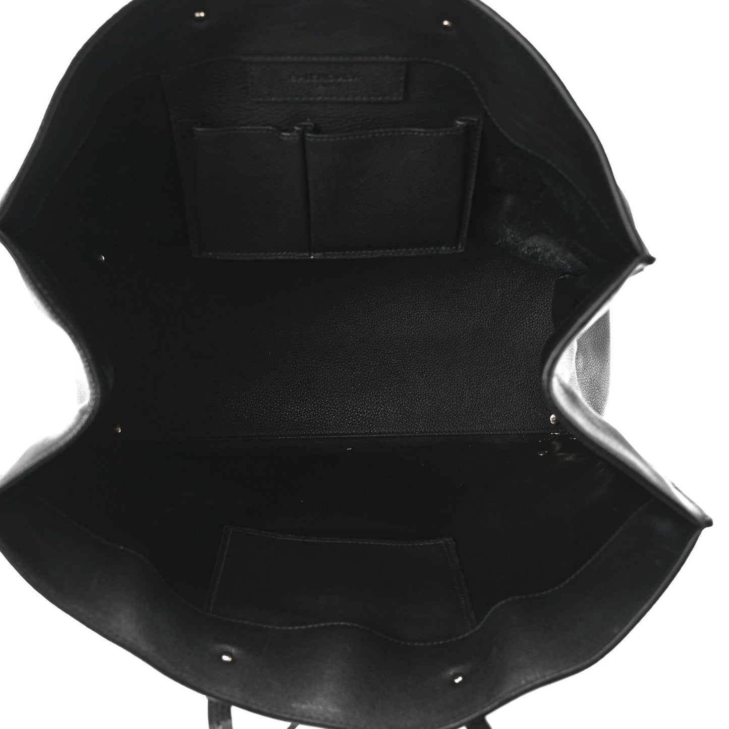 Grained Calfskin Silver Metallic Edge Hardware Papier A4 Tote Black