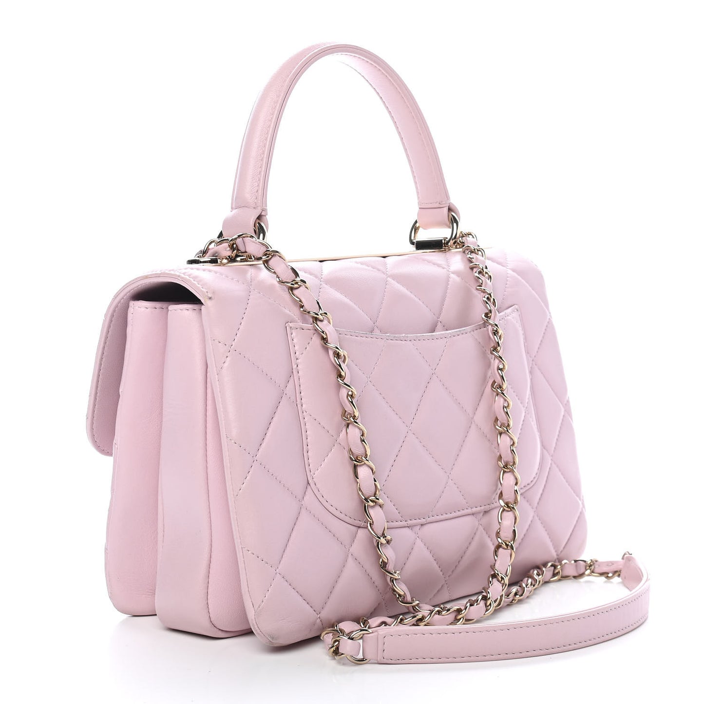 Lambskin Quilted Small Trendy CC Flap Dual Handle Bag Light Pink