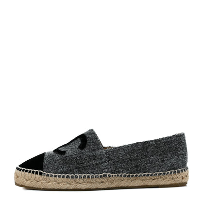 Chanel Tweed Velvet CC Espadrilles 41 Grey Black 1 of 9