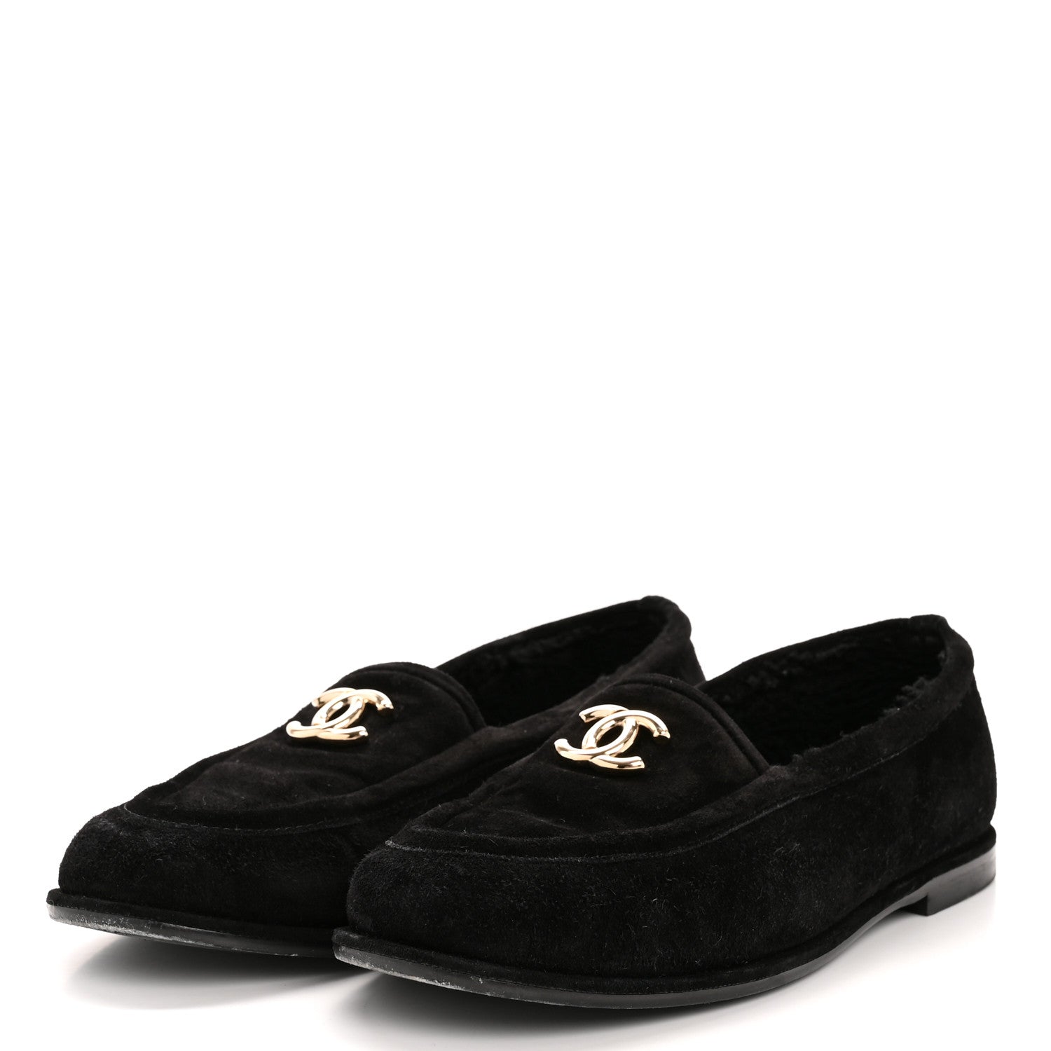 Chanel Suede Calfskin CC Loafers 39.5 Black 4 of 11