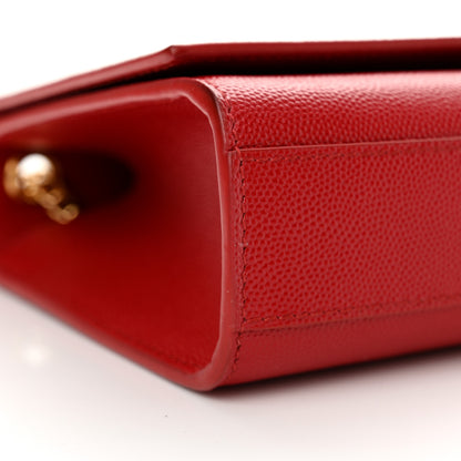 Saint Laurent Grain De Poudre Medium Monogram Kate Satchel Red 9 of 12