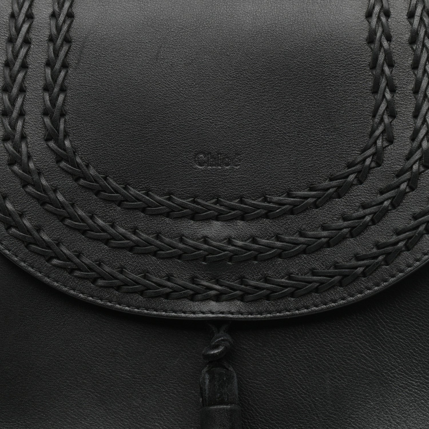 Chloe Calfskin Braided Medium Hudson Shoulder Bag Black 7 of 8