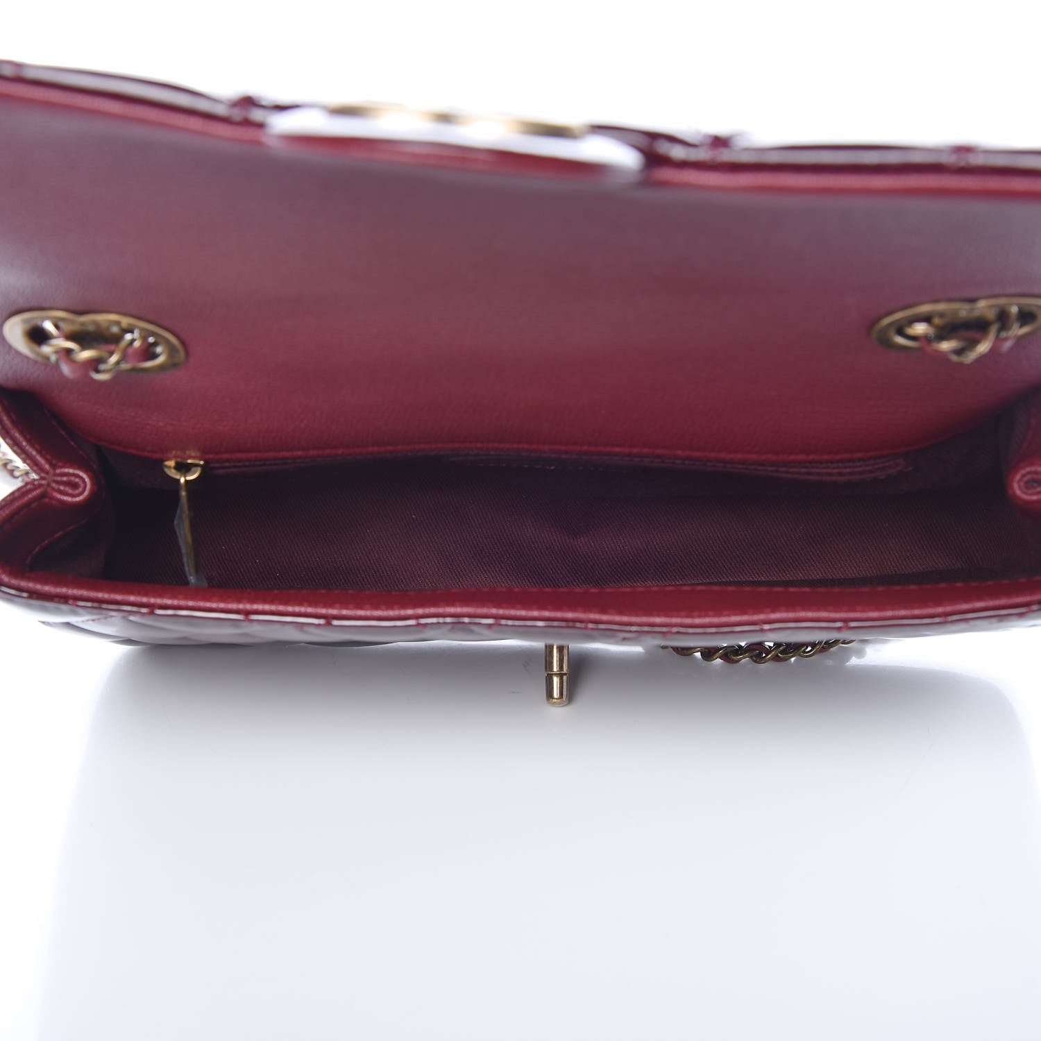Chanel Patent Goatskin Quilted Medium CC Eyelet Flap Burgundy 5 of 8