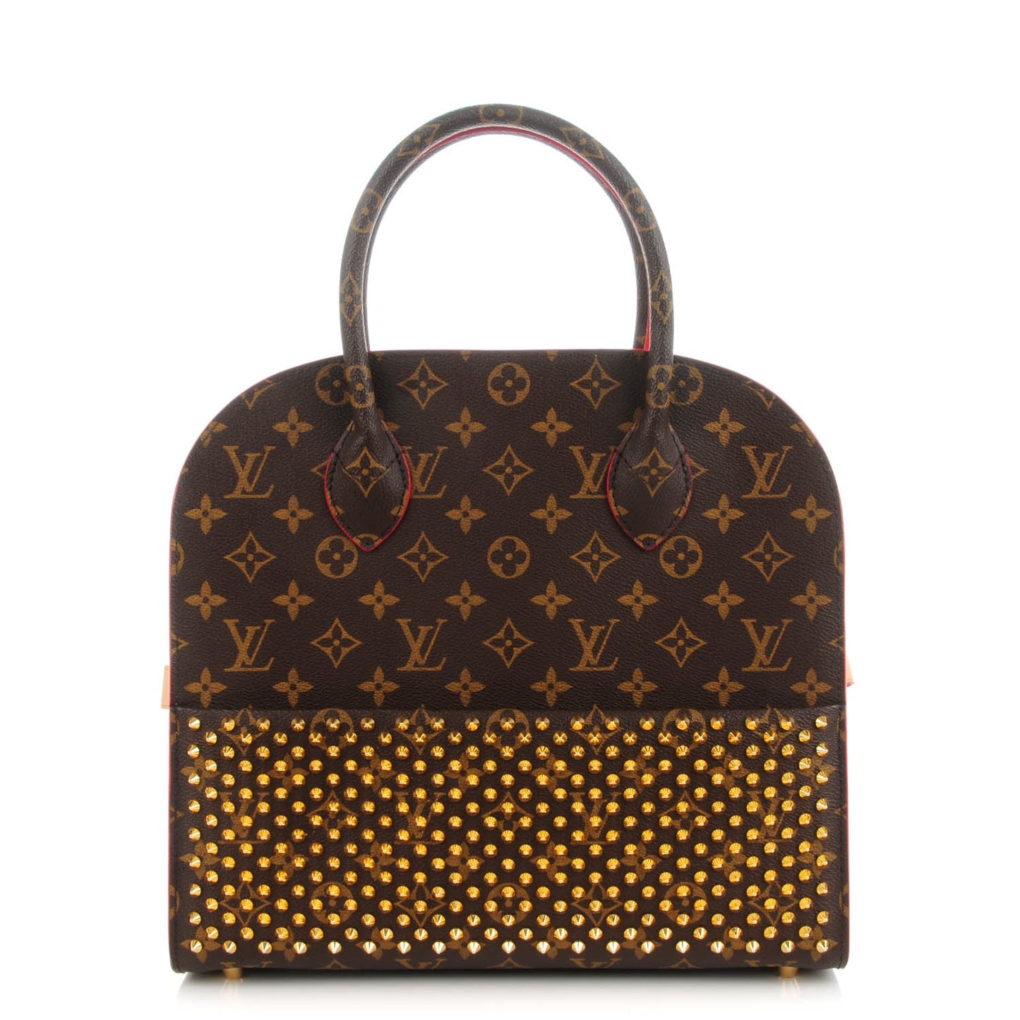 Monogram Calf Hair Spikes Iconoclasts Christian Louboutin Tote Red