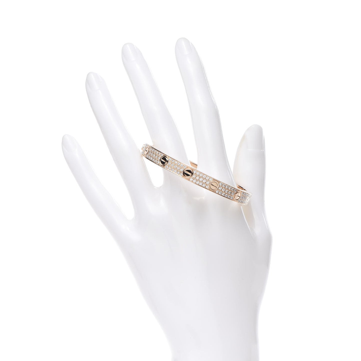 18K Pink Gold Diamond LOVE Paved Bracelet 16