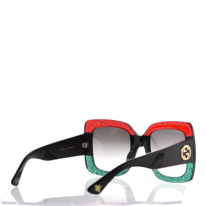 Gucci Square Frame GG0083S Sunglasses Glitter Red Black Green 4 of 9