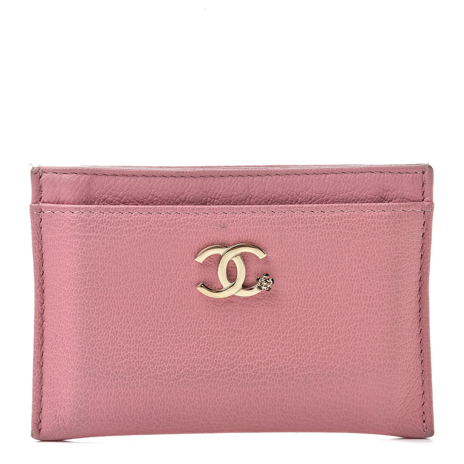 Chanel Goatskin CC Card Holder Pink 1 of 13