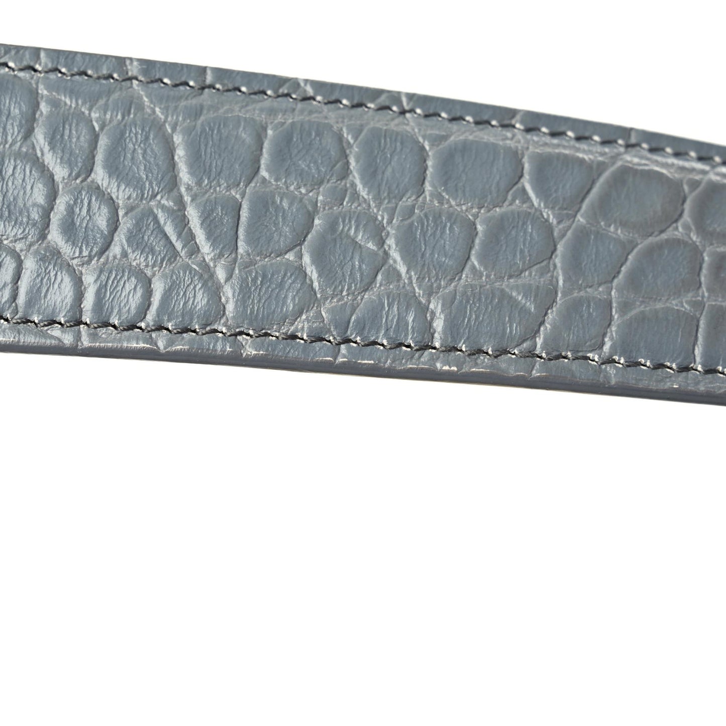 Calfskin Crocodile Embossed Box Shoulder Bag 16 Grey
