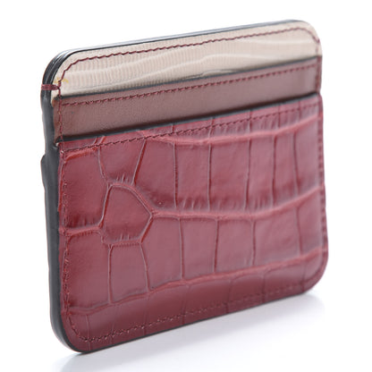 Chloe Crocodile Embossed Calfskin C Card Holder Dusky Red 3 of 8