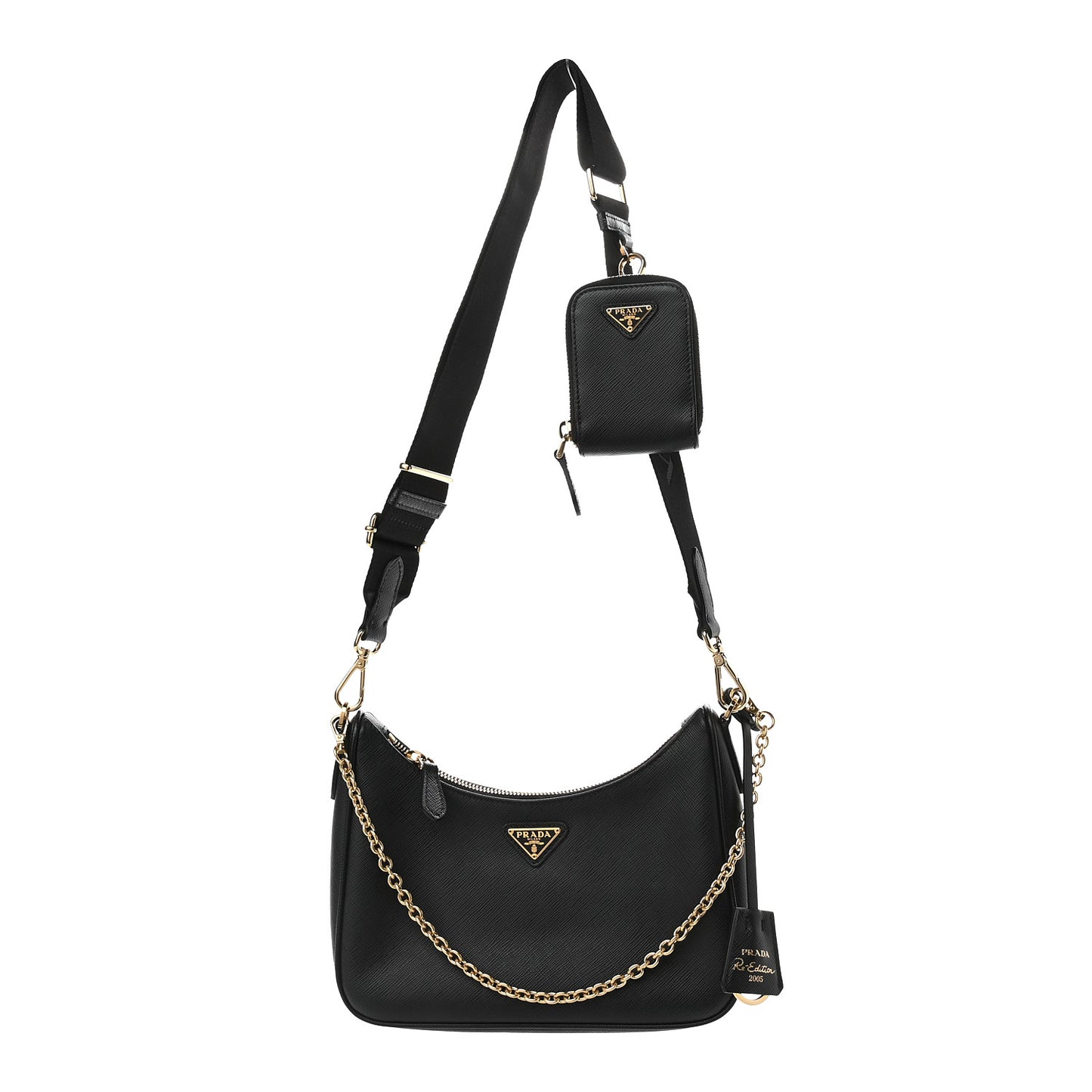 Saffiano Lux Re-Edition 2005 Shoulder Bag Black