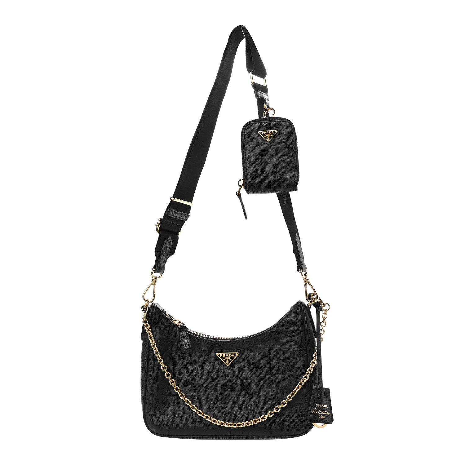 Prada Saffiano Lux Re-Edition 2005 Shoulder Bag Black 1 of 9