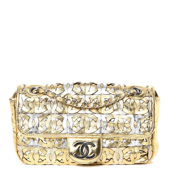 CHANEL GOLD CCロゴ クリアバッグ Mini shopping bag, Braided raffia & gold-tone metal, dark beige