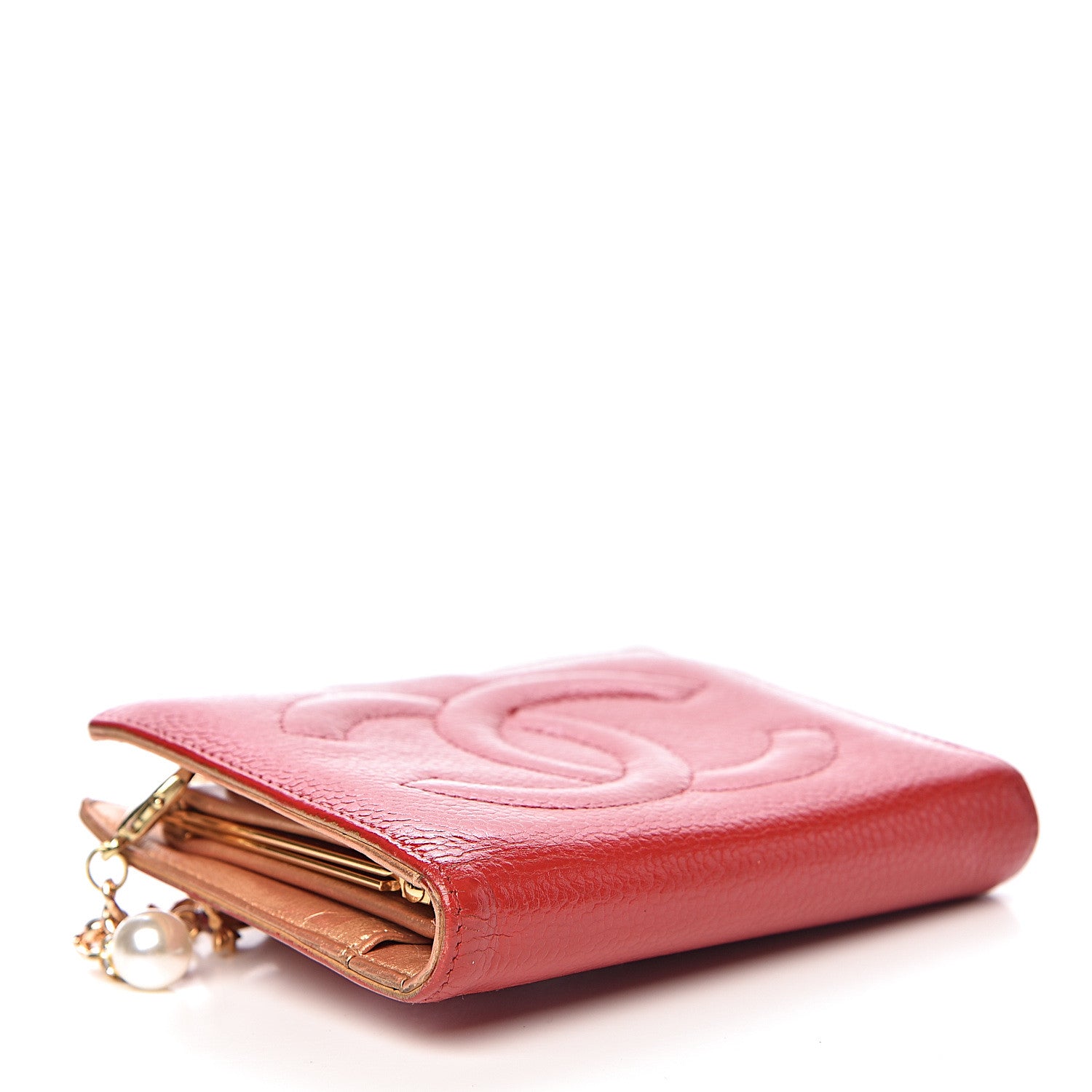 Chanel Caviar Timeless CC Compact French Wallet On Chain Red 4 of 20