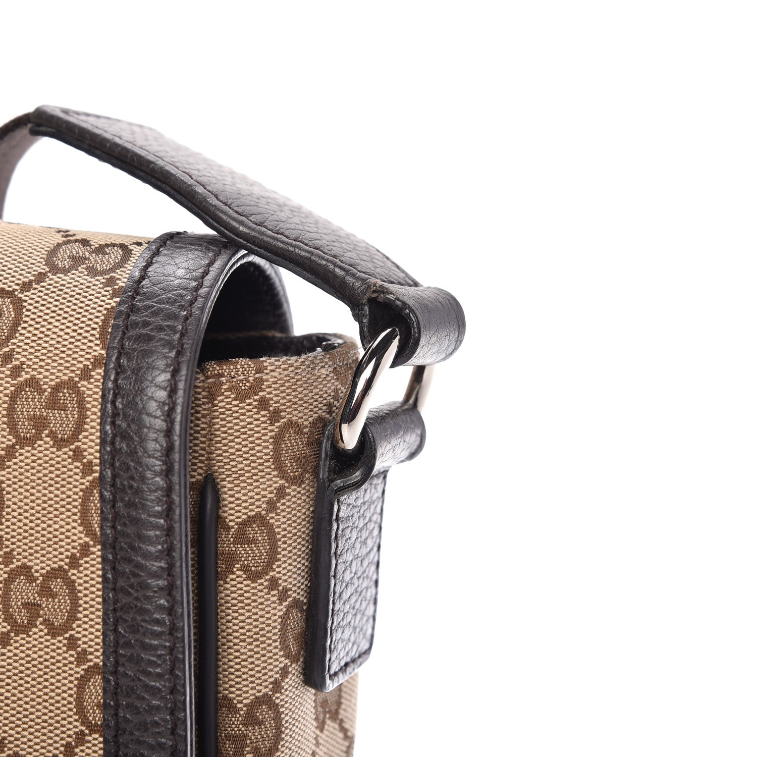 Gucci Monogram Flap Messenger Bag Beige Dark Brown 10 of 13
