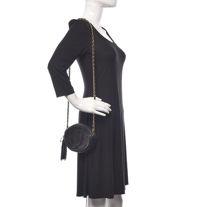 Chanel Lambskin Round Tassel Crossbody Bag Black 2 of 9