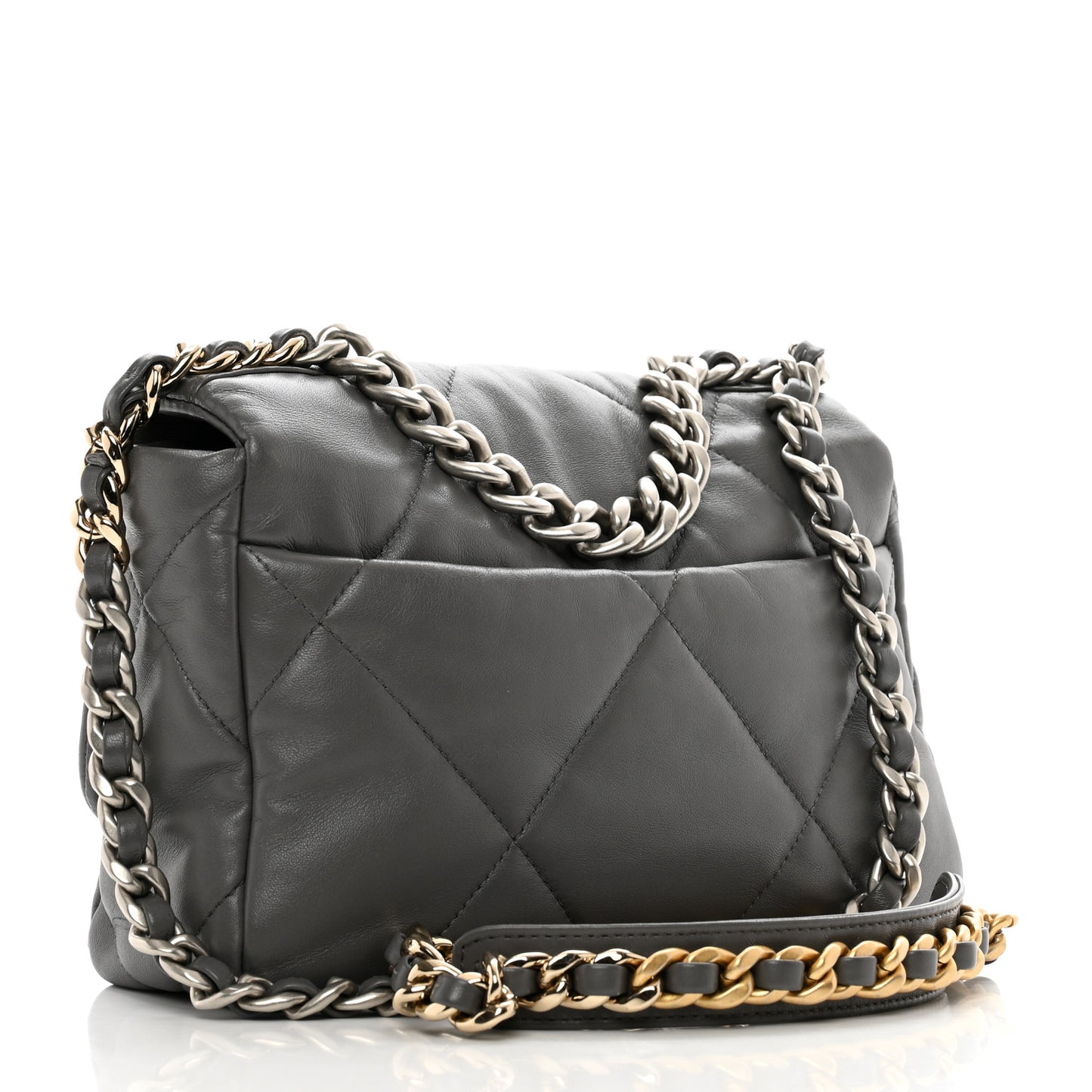 Lambskin Quilted Medium Chanel 19 Flap Dark Grey