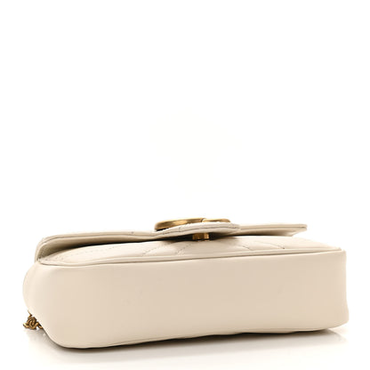Gucci Calfskin Matelasse Super Mini GG Marmont Shoulder Bag White 4 of 11