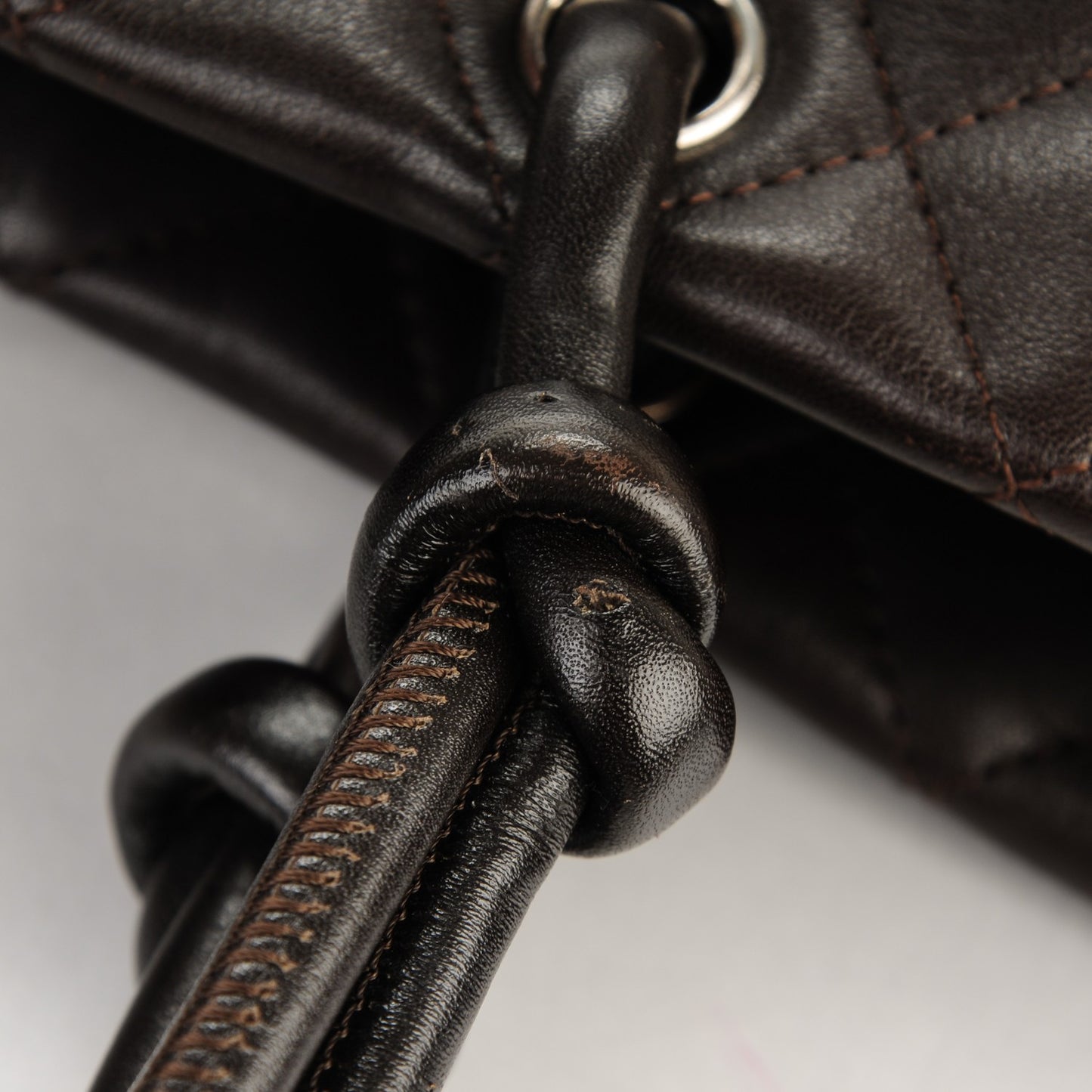 Calfskin Quilted Medium Cambon Tote Brown