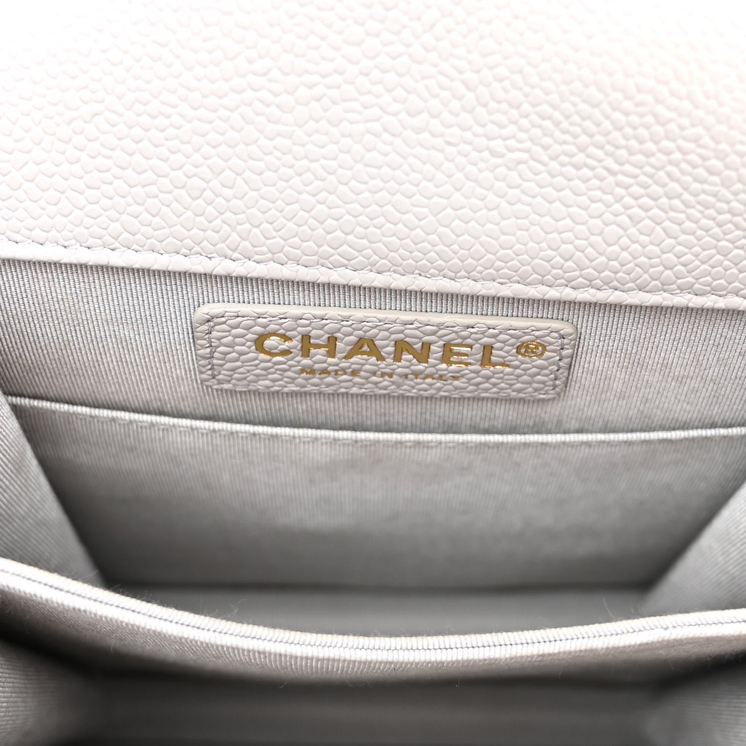 Chanel Caviar Quilted North South Boy Flap Light Grey 7 of 10
