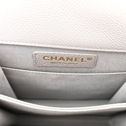Chanel Caviar Quilted North South Boy Flap Light Grey 7 of 10