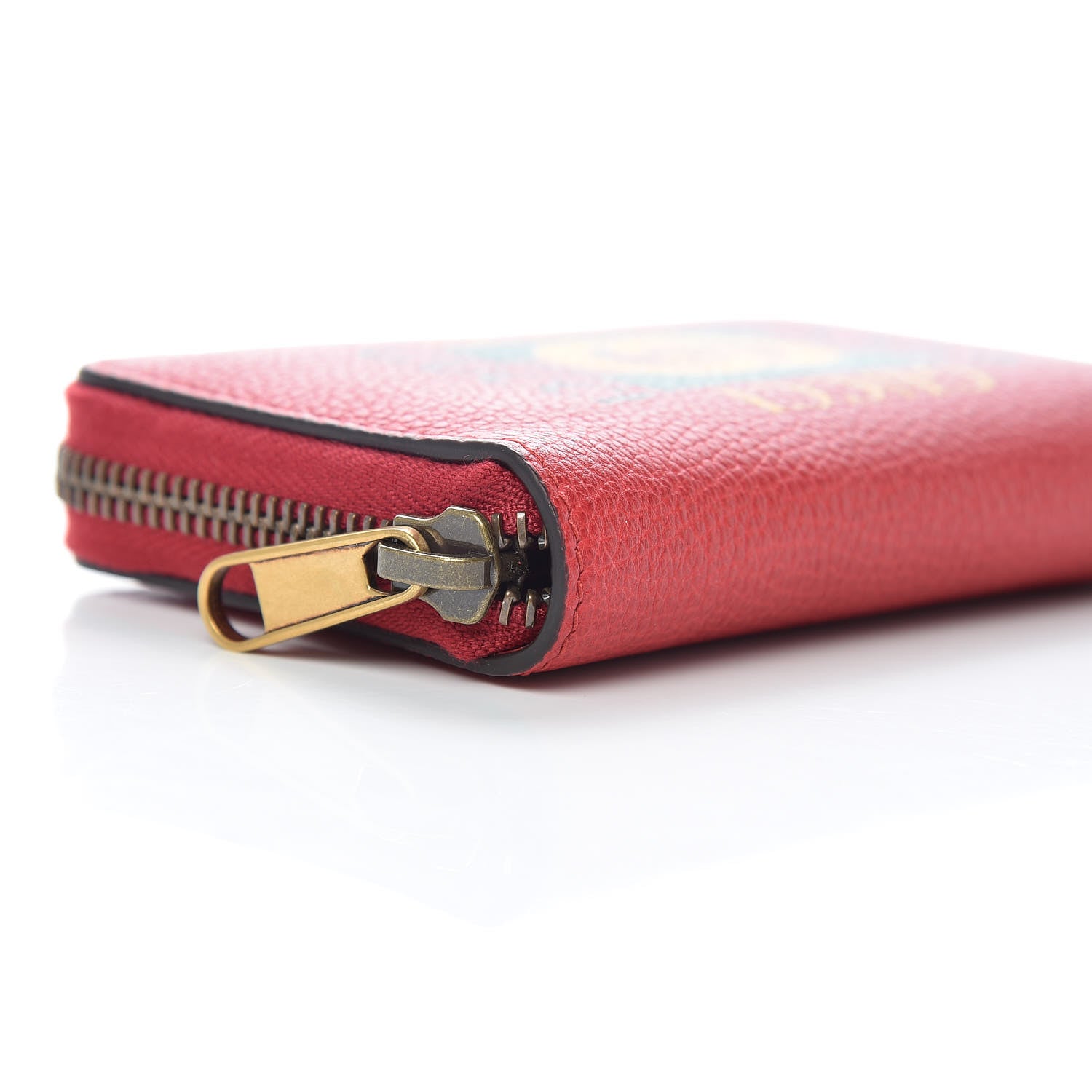Gucci Grained Calfskin Logo Zip Around Card Case Hibiscus Red 7 of 9