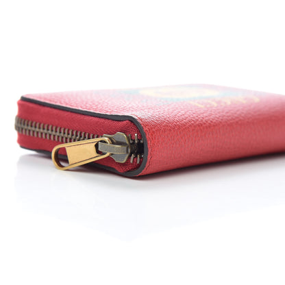 Gucci Grained Calfskin Logo Zip Around Card Case Hibiscus Red 7 of 9