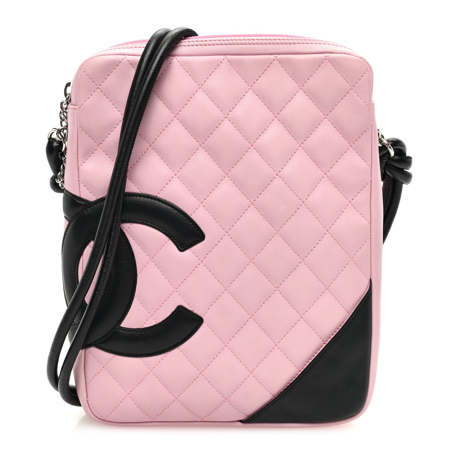 Calfskin Quilted Medium Cambon Messenger Pink Black