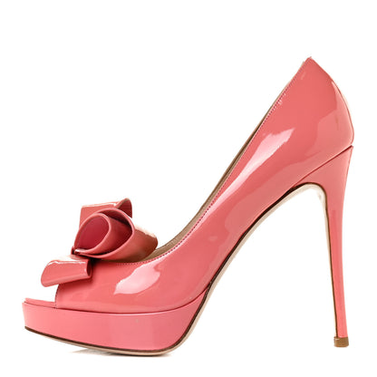 Valentino Garavani Patent Couture Bow Peep Toe 30/125mm Platform Pumps 36.5 Rosa 1 of 8