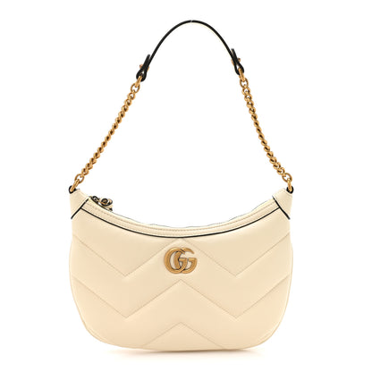 Gucci Calfskin Matelasse GG Marmont Half Moon Hobo White 1 of 10