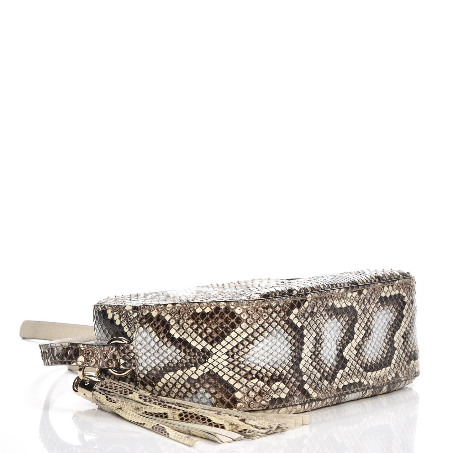 Python Small Soho Disco Bag Off White Nut Brown Beige