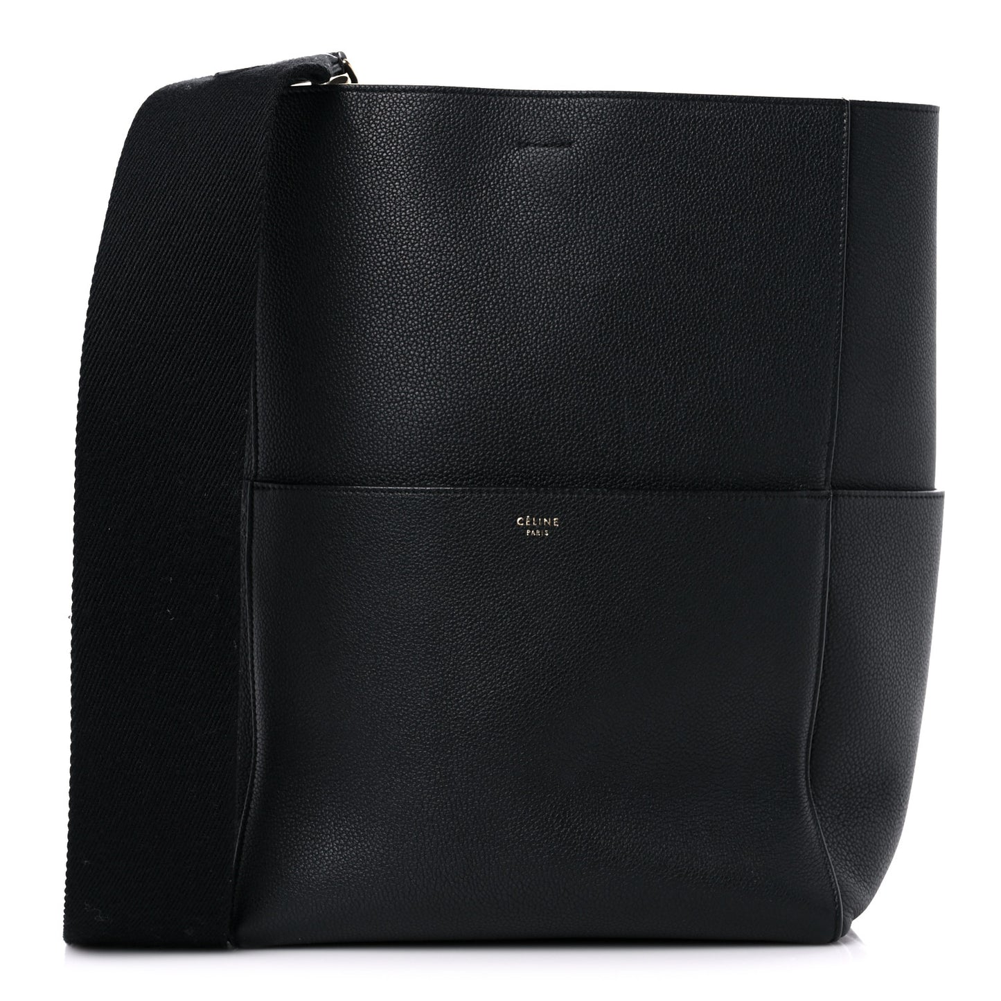 Soft Grained Calfskin Sangle Bucket Bag Black